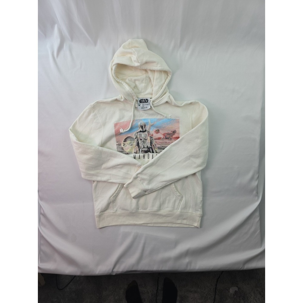 Star Wars Mandalorian Ivory Hoodie Sweatshirt Size Medium Official Fifth Sun